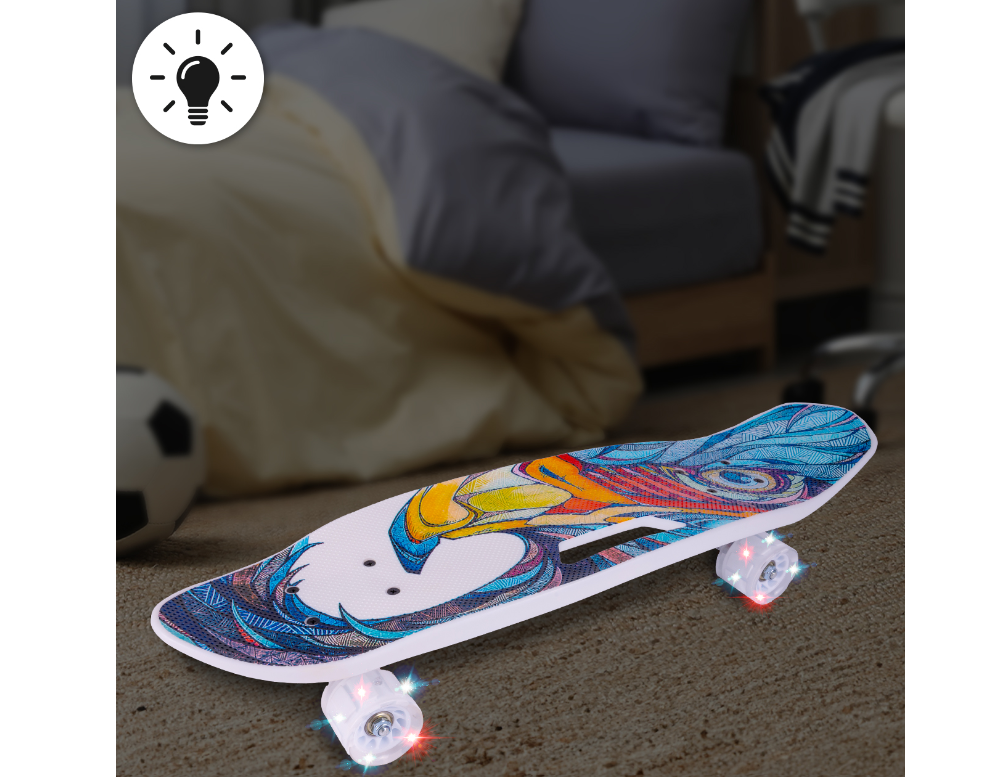 Skateboard cu roti luminoase, multicolor, MalPlay 111644