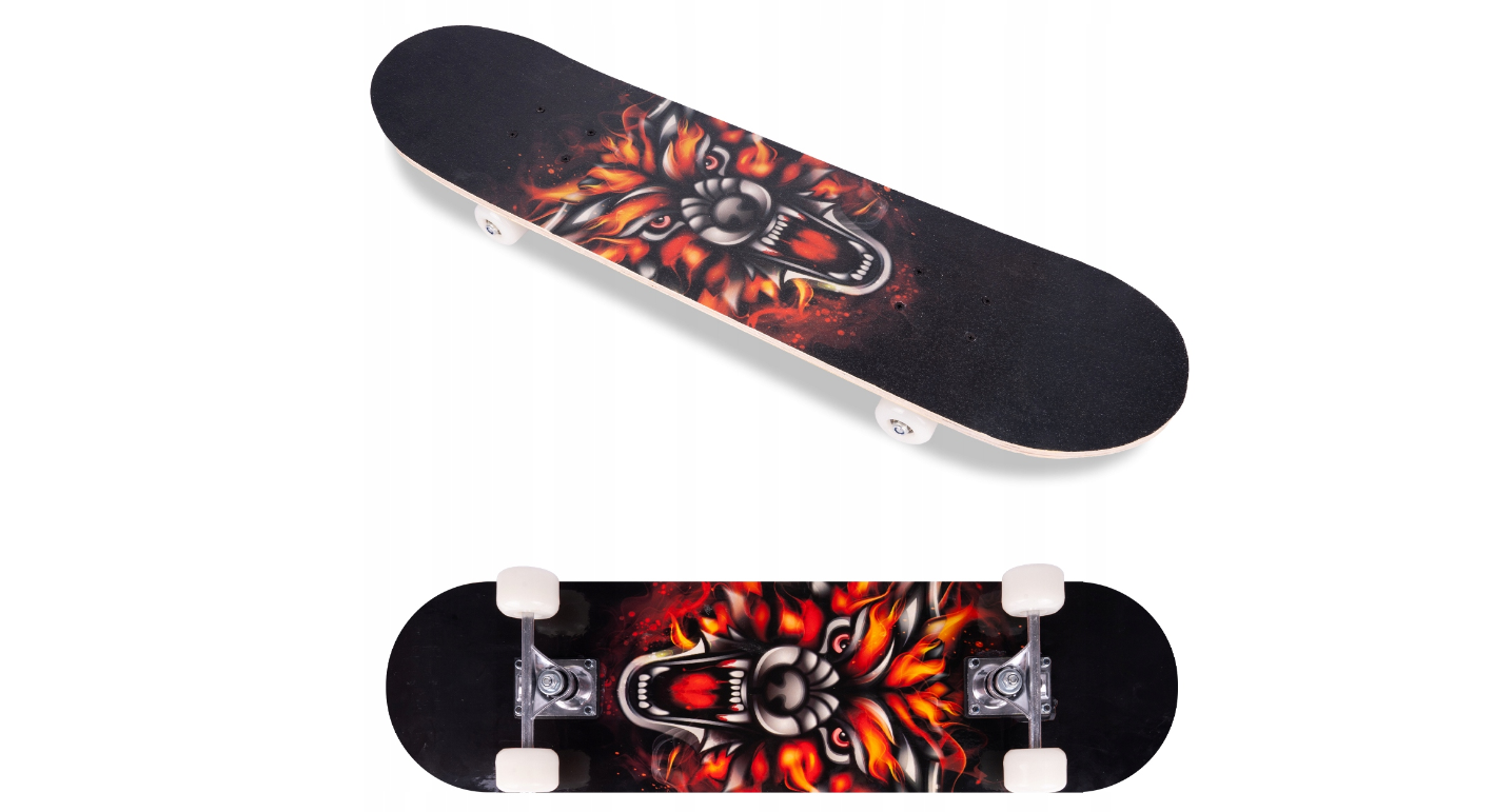 Skateboard lemn cu imprimeu leu, 77 cm, MalPlay 111673