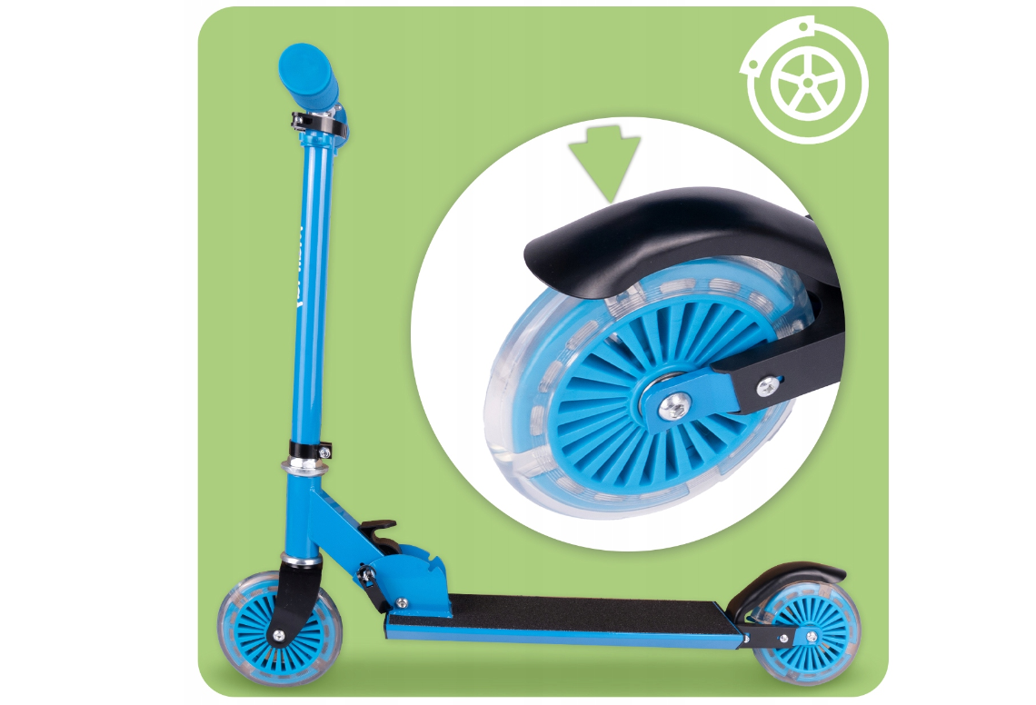 Trotineta pliabila cu roti luminoase, inaltime ajustabila, albastru, MalPlay 111640