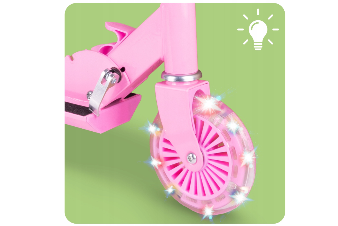 Trotineta pliabila cu roti luminoase, roz, MalPlay 111641