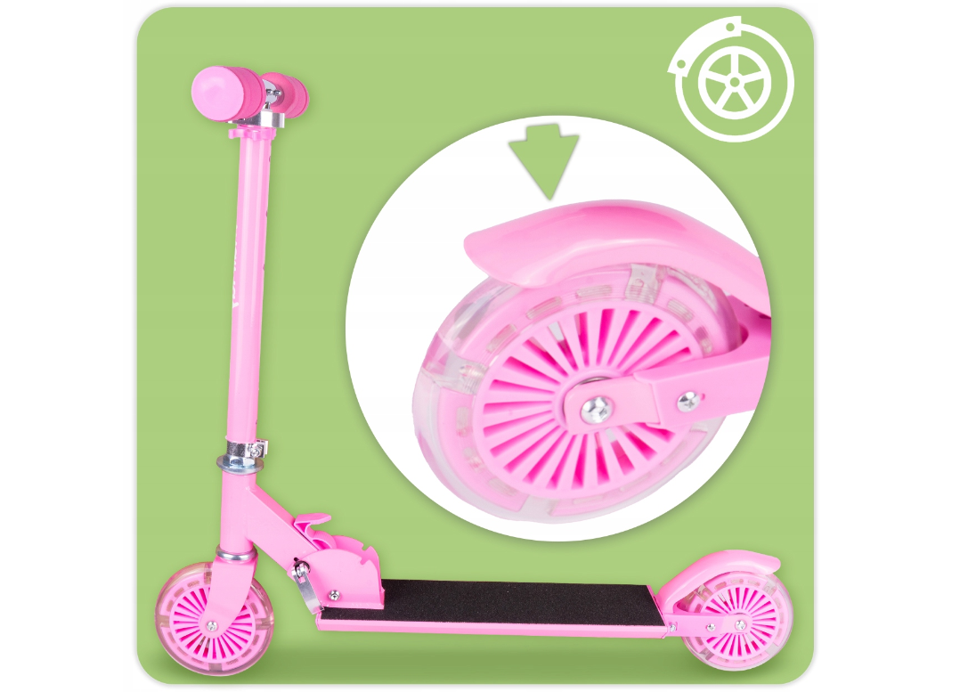 Trotineta pliabila cu roti luminoase, roz, MalPlay 111641