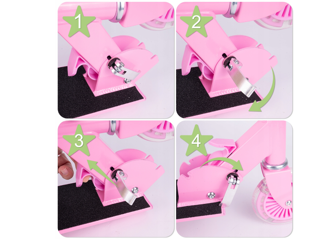 Trotineta pliabila cu roti luminoase, roz, MalPlay 111641