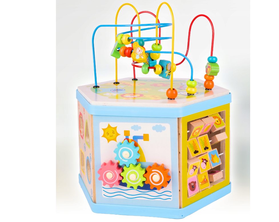 Set educativ din lemn pentru bebelusi, 7 in 1, MalPlay 109710