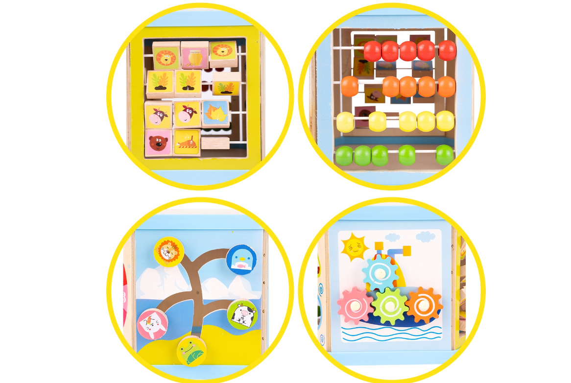 Set educativ din lemn pentru bebelusi, 7 in 1, MalPlay 109710