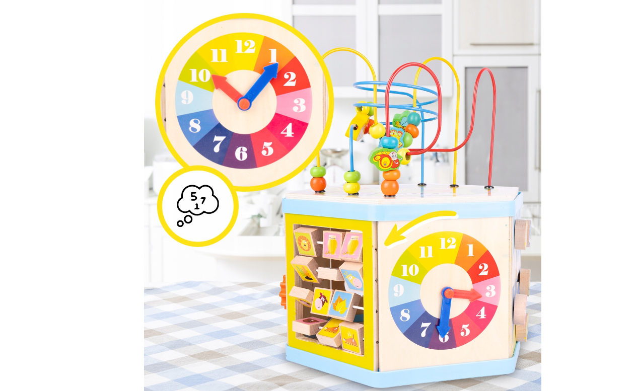 Set educativ din lemn pentru bebelusi, 7 in 1, MalPlay 109710