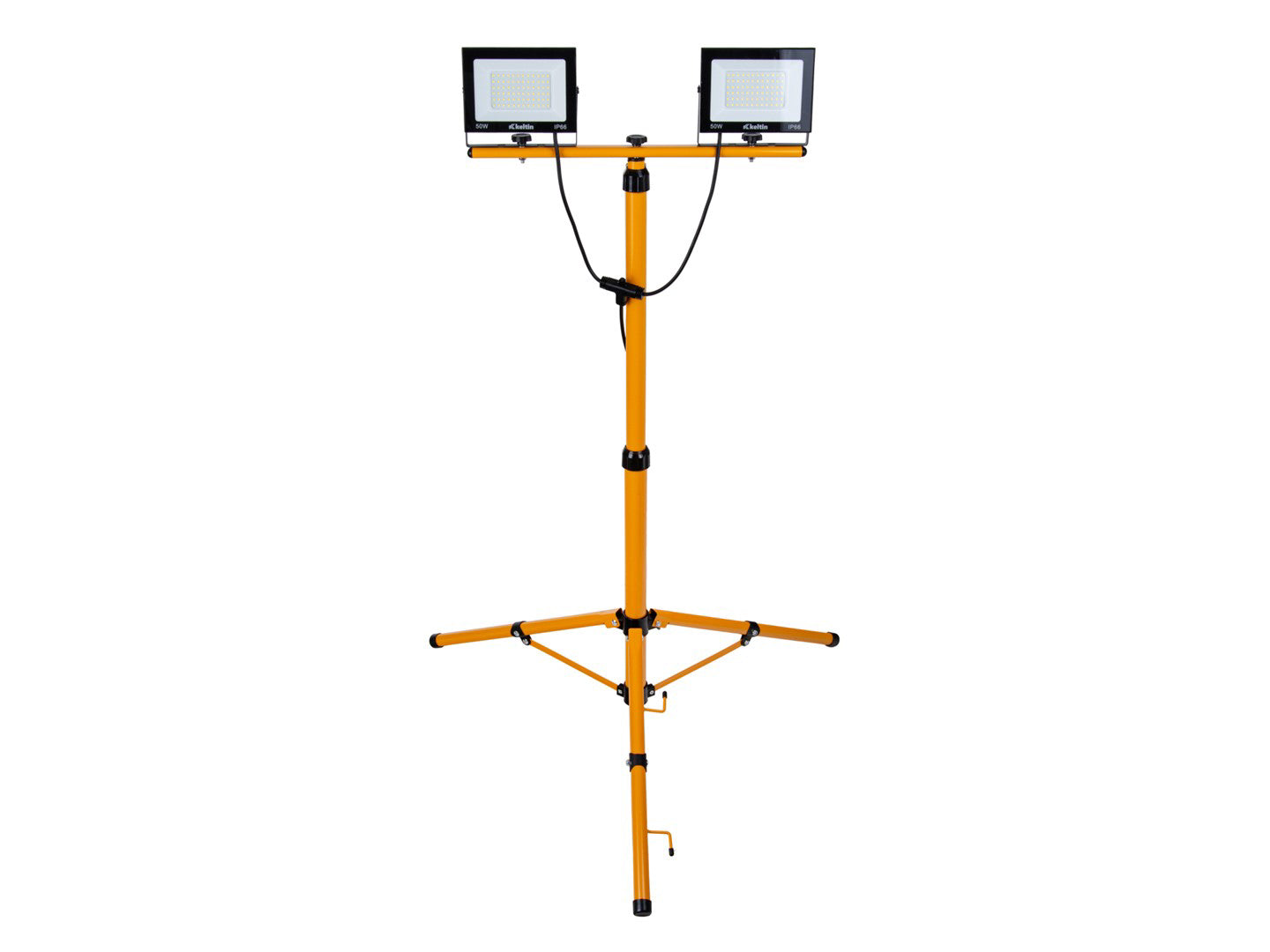 Proiector LED 2 x 50 W cu tepied telescopic pentru constructii, alb neutru, 4500 K, Keltin K02054