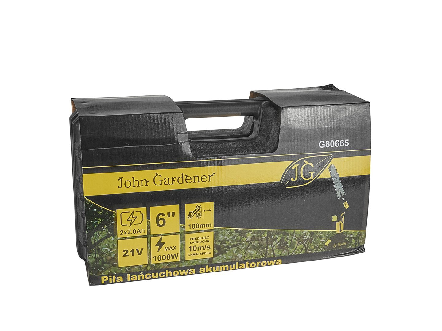 Set mini fierastrau de gradina cu acumulator, incarcator si accesorii, 2 x 2.0 Ah, 21 V, John Gardener G80665