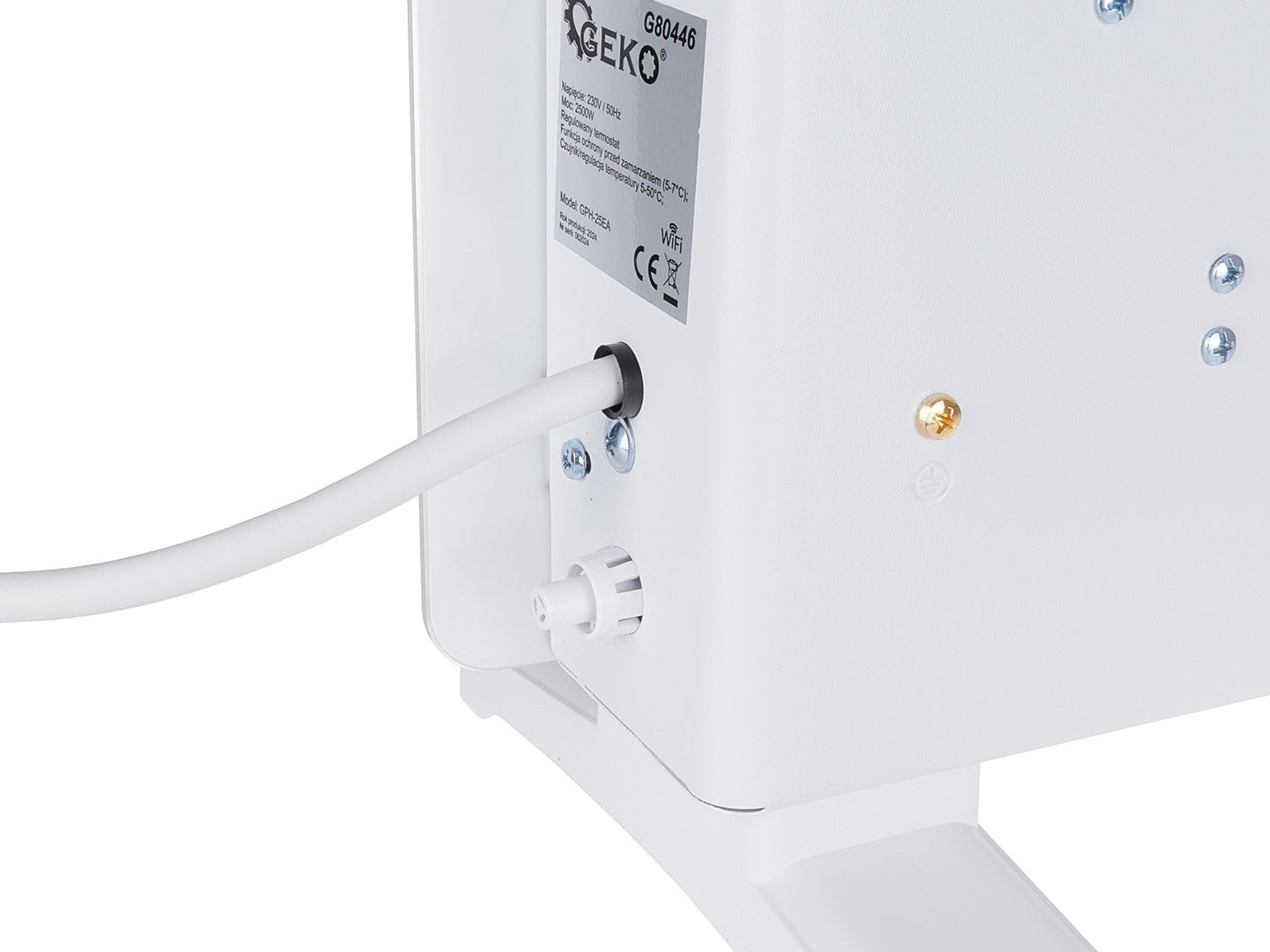 Convector alb din sticla cu afisaj LCD, telecomanda si Wi-fi, 2500 W, Geko G80446