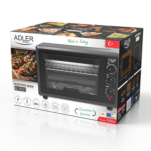 Cuptor electric, 1500 W, 26 l, negru, Adler AD6023