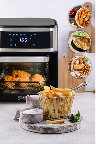 Cuptor fara ulei 8 in 1, 2500 W, capacitate 13 l, Adler AD6309