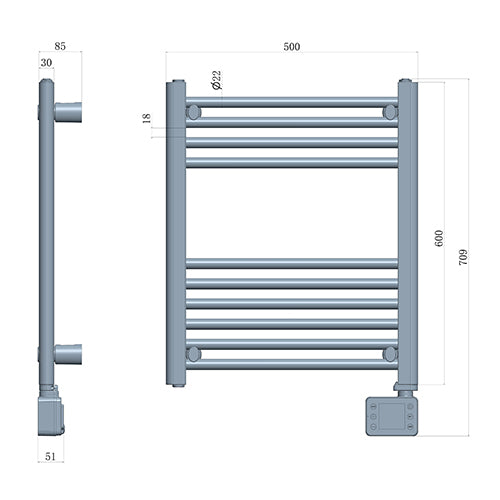 Radiator electric LED, touch control, 10 bare, 50 x 5.3 x 70 cm, alb, Adler AD7823