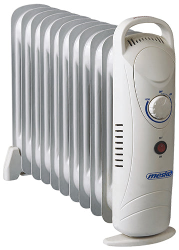 Mini calorifer electric cu ulei, 11 elementi, termostat reglabil, 1200 W, 42 x 11 x 38.5 cm, Mesko MS7806