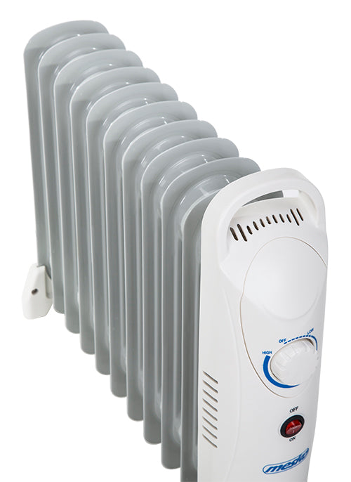Mini calorifer electric cu ulei, 11 elementi, termostat reglabil, 1200 W, 42 x 11 x 38.5 cm, Mesko MS7806