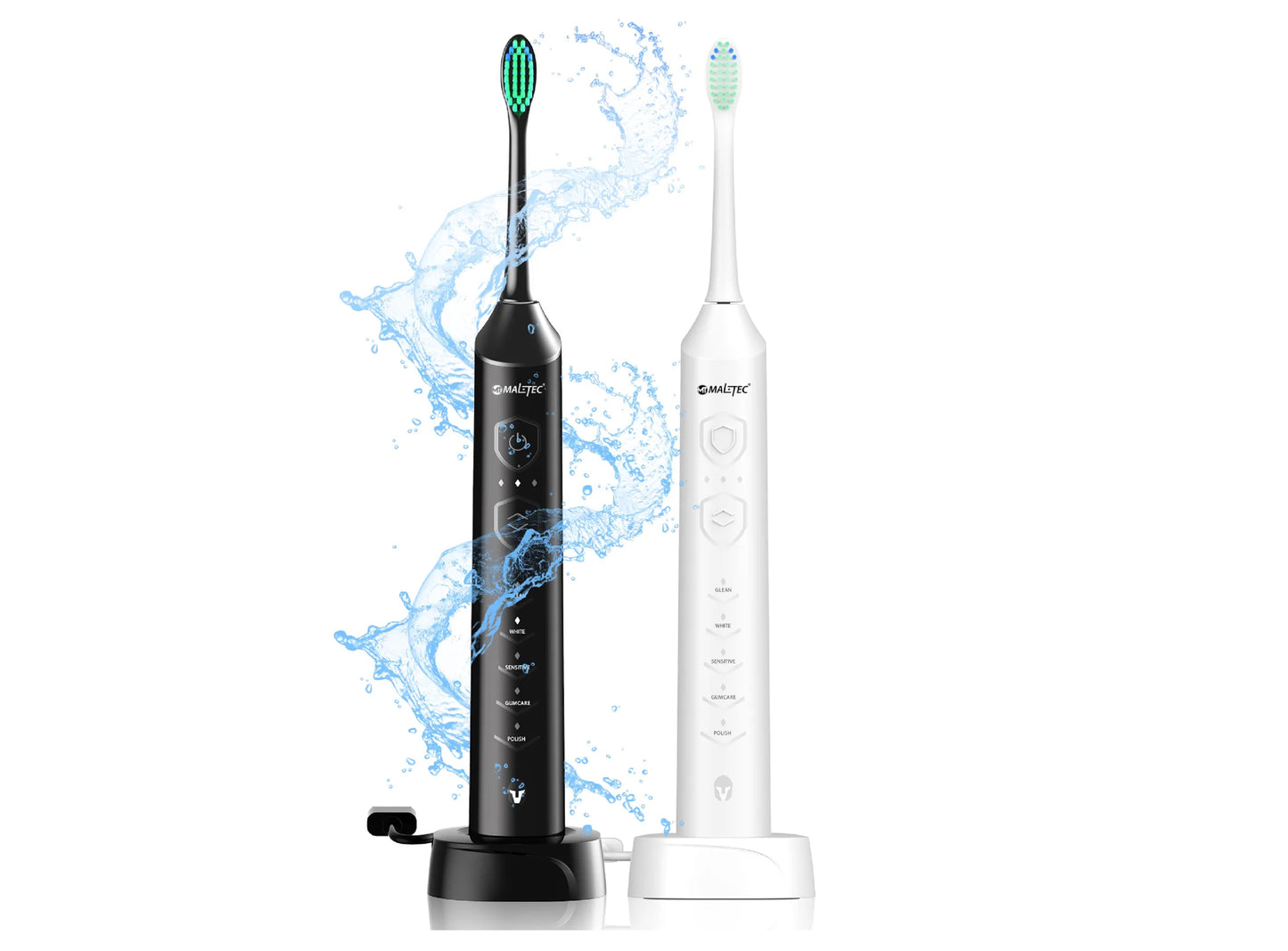 Set 2 periute electrice Sonic cu 6 capete si incarcator, MalTec 111925