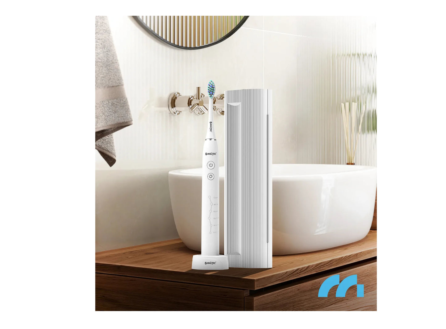 Set periuta electrica de dinti sonica cu 6 capete incluse si suport pentru depozitare, MalTec 111926