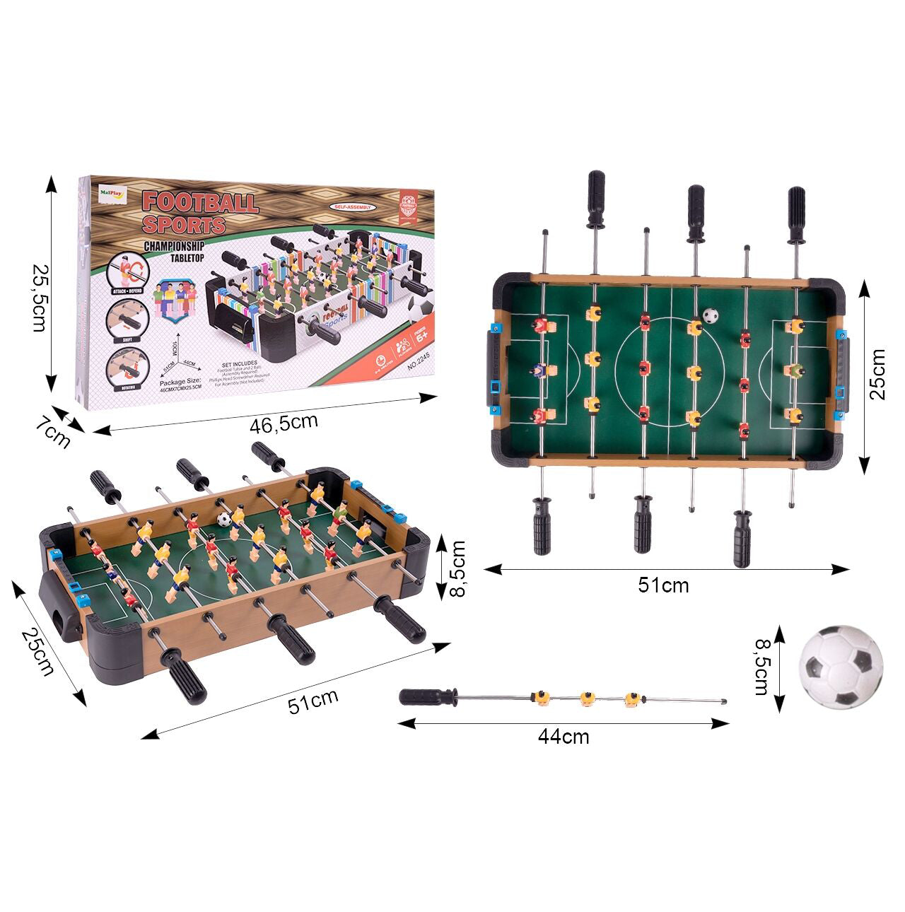 Masa de fotbal din lemn, 51 cm, MalPlay 110487