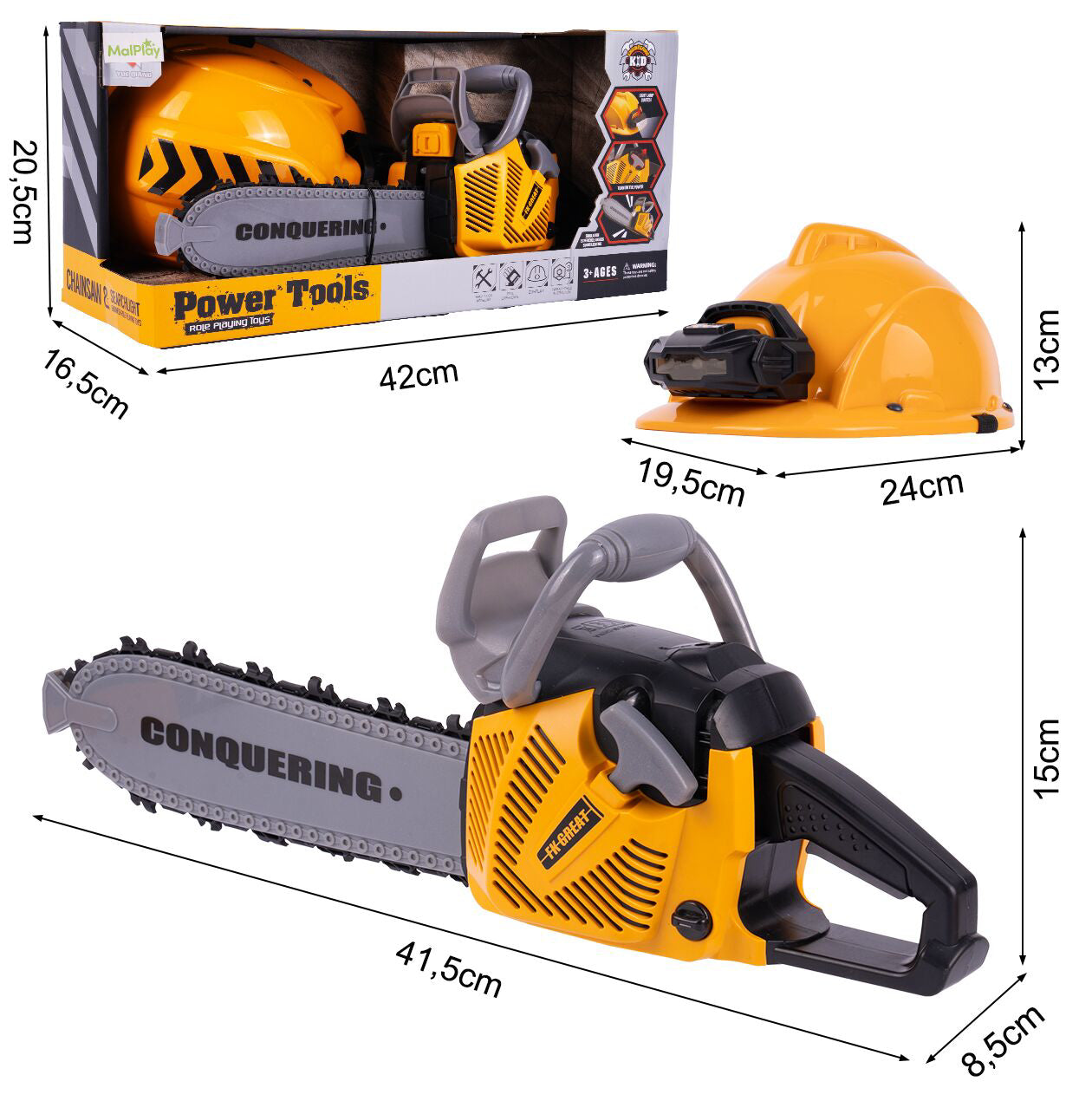Set fierastrau cu casca si lanterna, MalPlay 111601