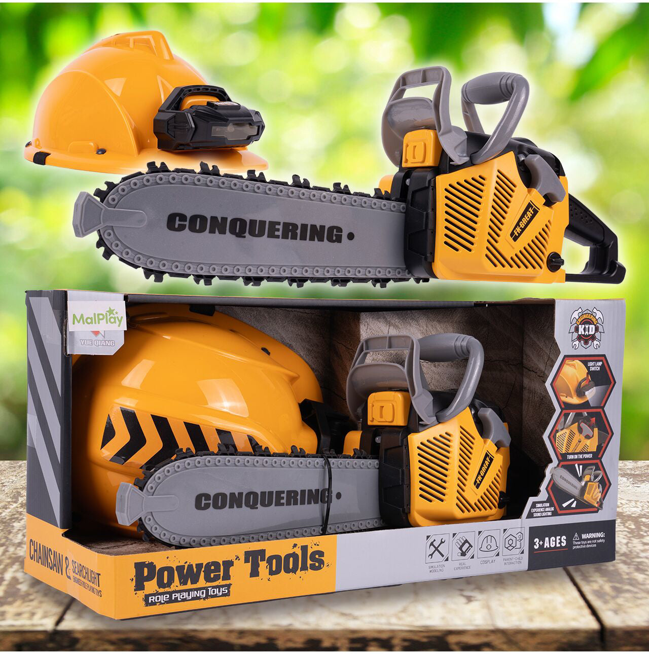 Set fierastrau cu casca si lanterna, MalPlay 111601