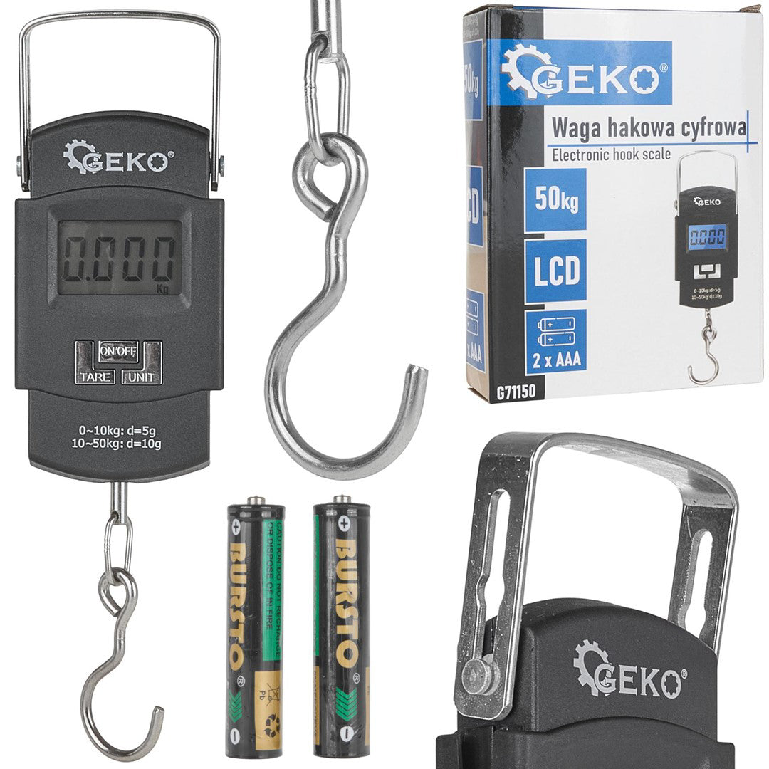 Cantar digital cu carlig, capacitate maxima de cantarire 50 kg, Geko G71150