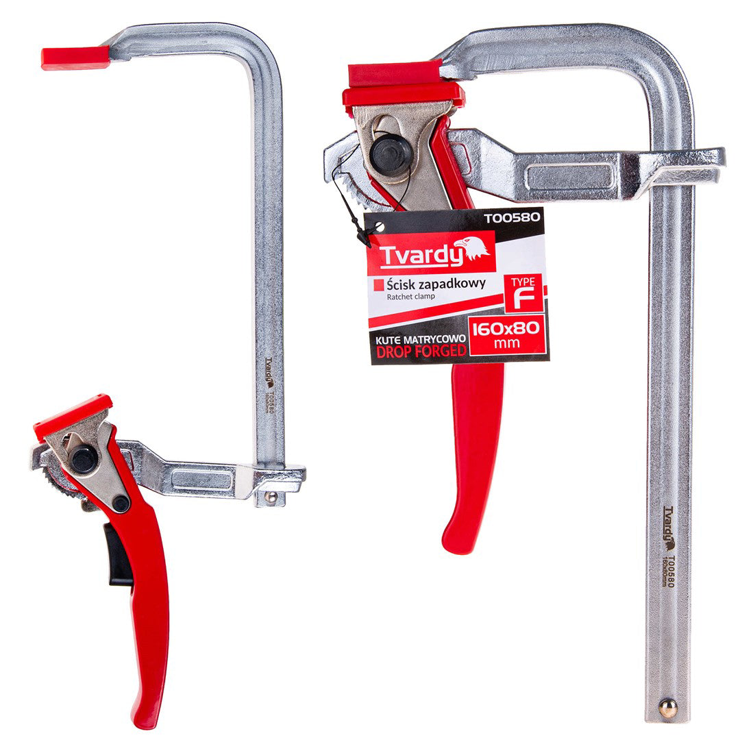 Clema de tamplarie tip F cu clichet, 160 x 80 mm, Tvardy T00580