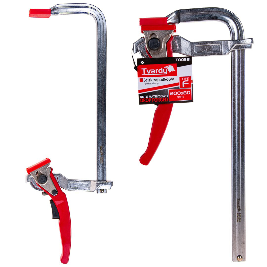 Clema de tamplarie tip F cu clichet, 200 x 80 mm, Tvardy T00581