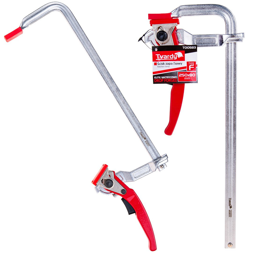 Clema de tamplarie tip F cu clichet, 250 x 80 mm, Tvardy T00583