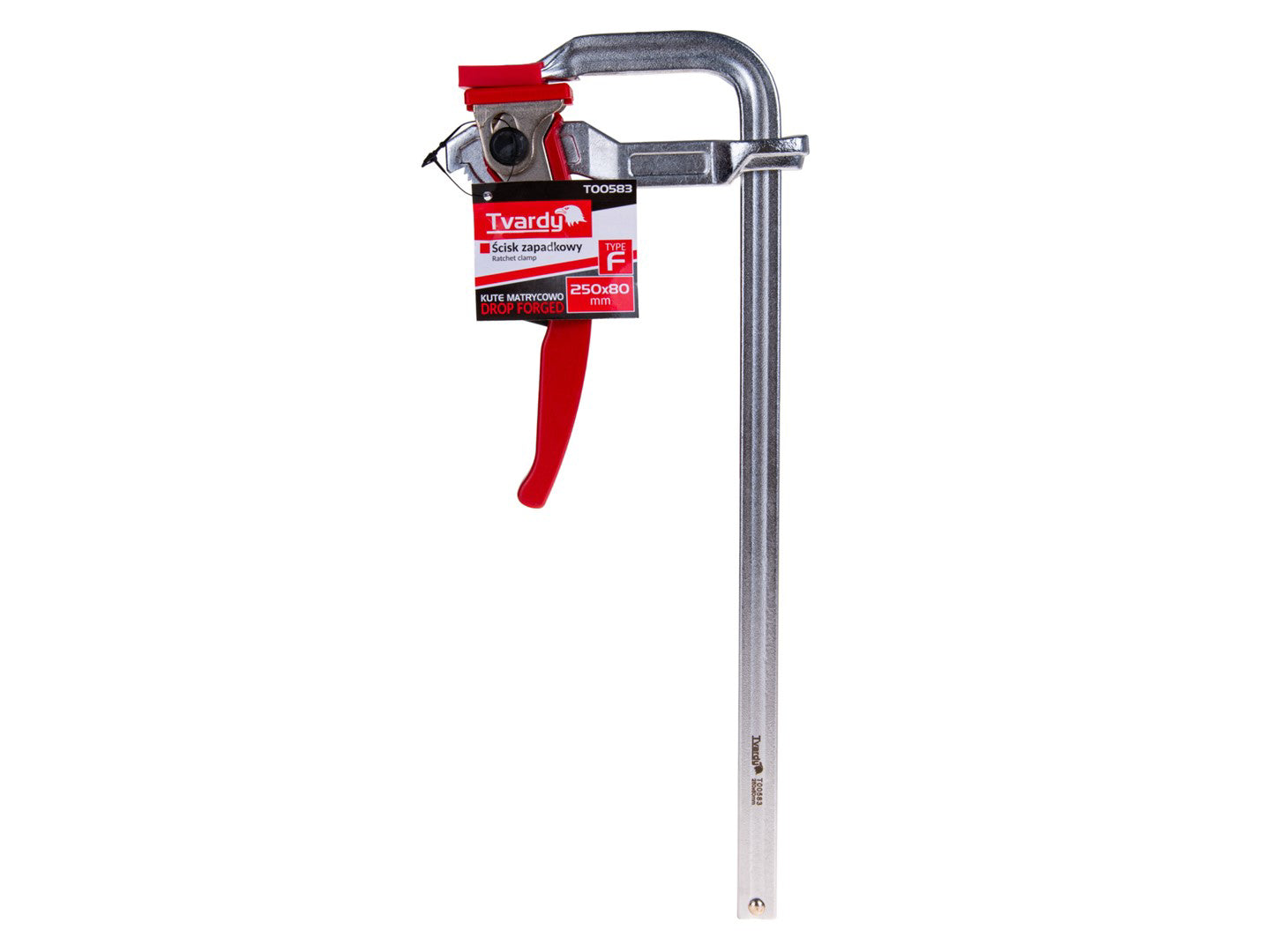 Clema de tamplarie tip F cu clichet, 250 x 80 mm, Tvardy T00583