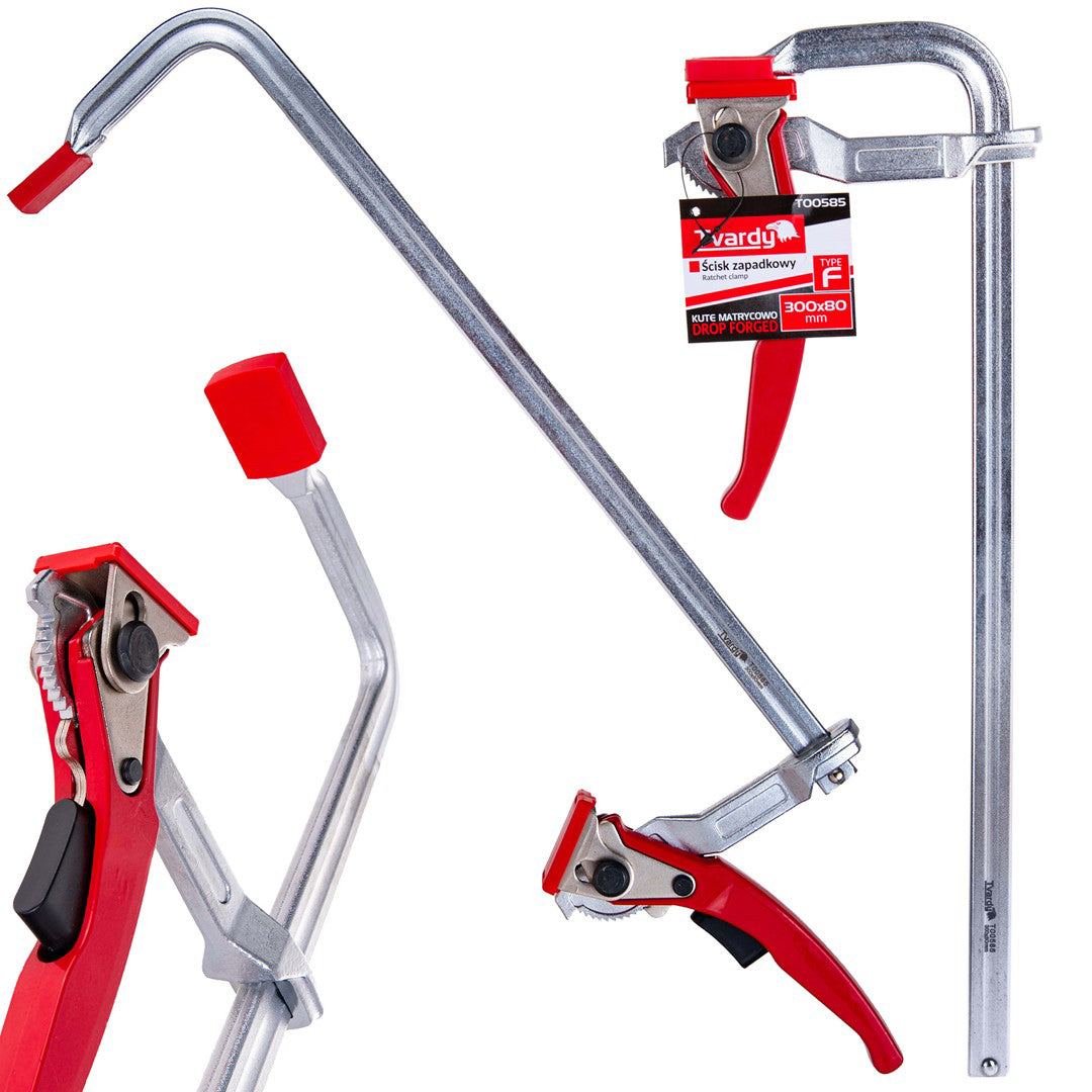 Clema de tamplarie tip F cu clichet, 300 x 80 mm, TVARDY T00585