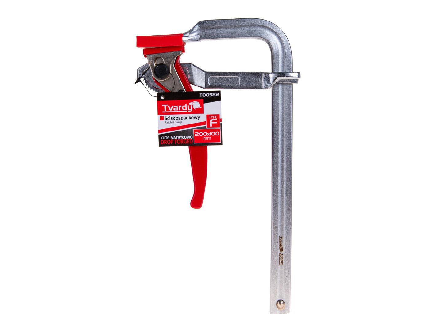 Clema de tamplarie tip F cu clichet, 200 x 100 mm, Tvardy T00582