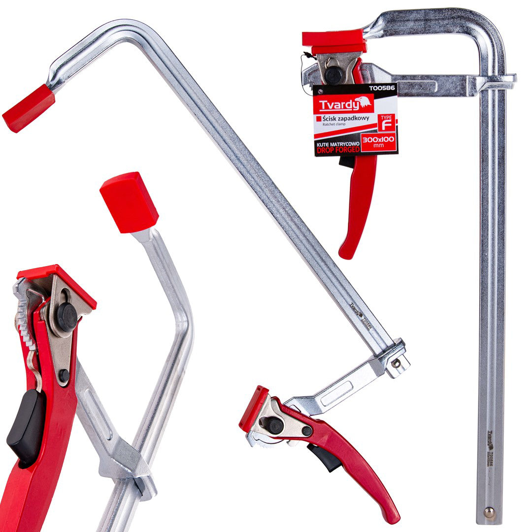 Clema de tamplarie tip F cu clichet, 300 x 100 mm, Tvardy T00586