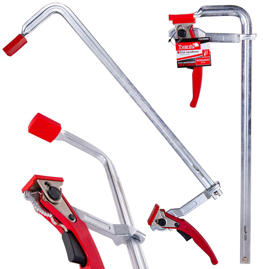 Clema de tamplarie tip F cu clichet, 400 x 100 mm, Tvardy T00588