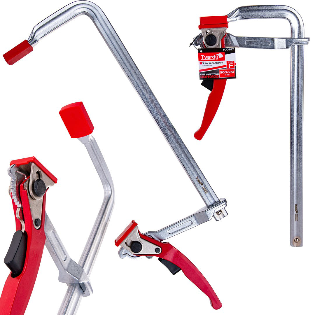 Clema de tamplarie tip F cu clichet, 300 x 120 mm, Tvardy T00587