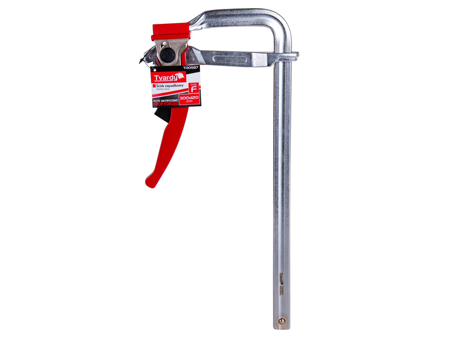 Clema de tamplarie tip F cu clichet, 300 x 120 mm, Tvardy T00587