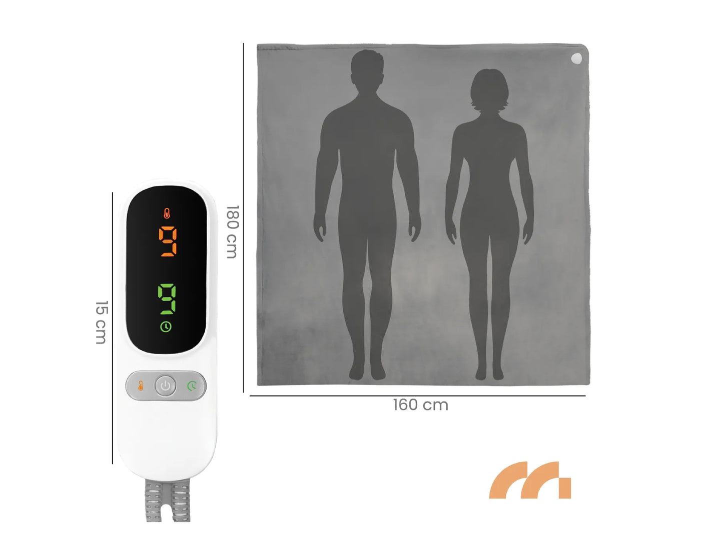 Patura electrica cu temporizator si telecomanda, 180 x 160 cm, MalTec 112007