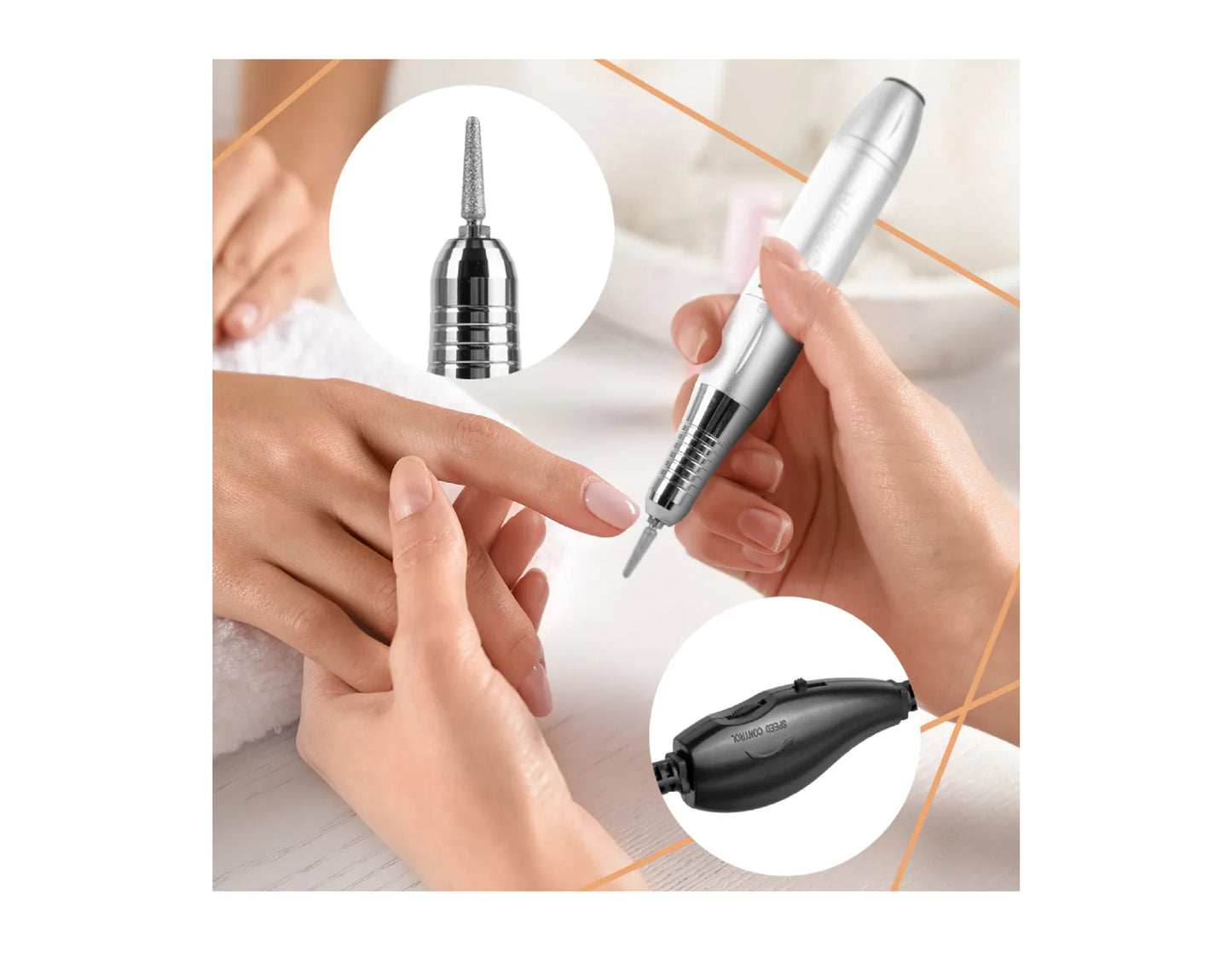 Set freza profesionala pentru unghii cu accesorii, MalTec 111450