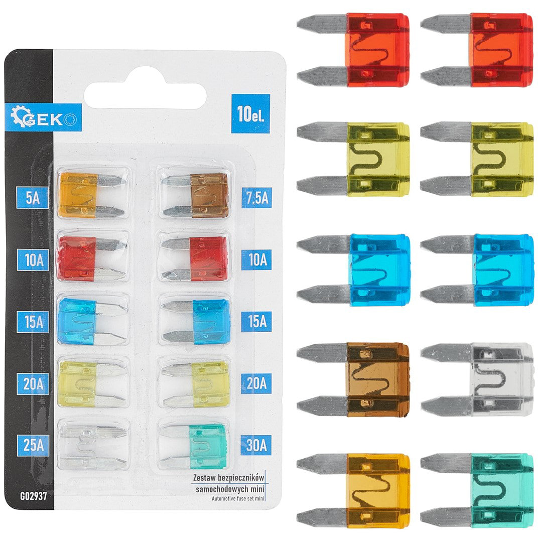 Set mini sigurante auto, 10 elemente, Geko G02937