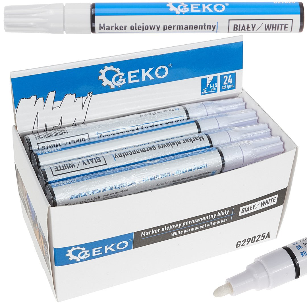 Set marker permanent alb cu ulei, 24 elemente, Geko G29025A