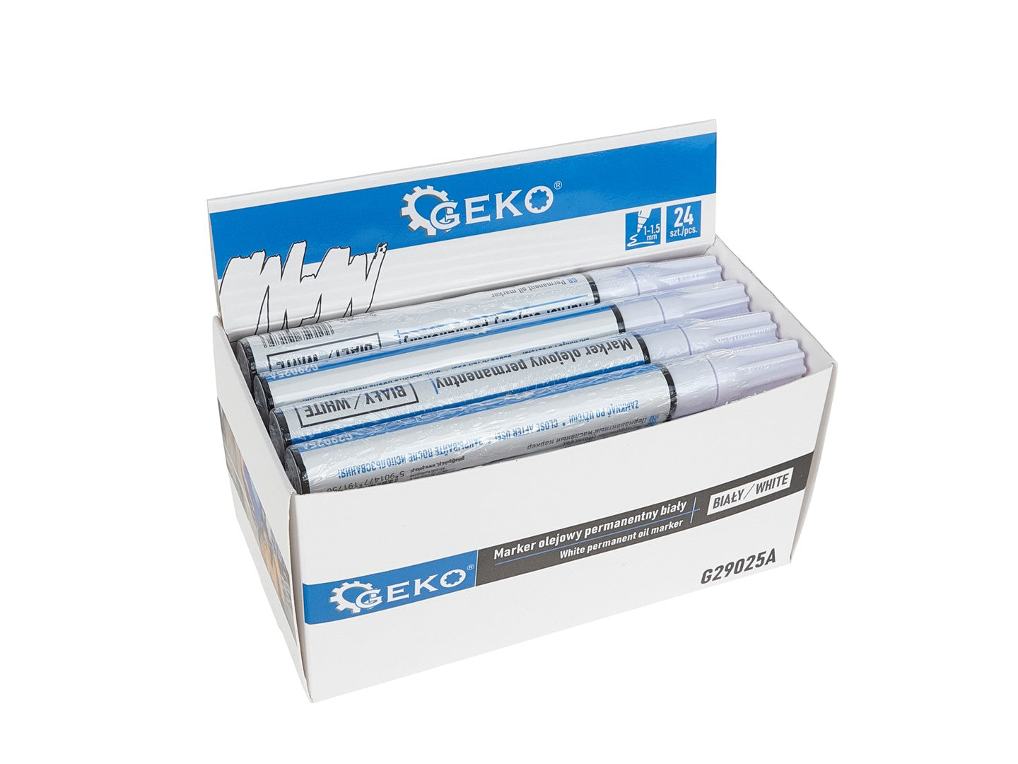 Set marker permanent alb cu ulei, 24 elemente, Geko G29025A