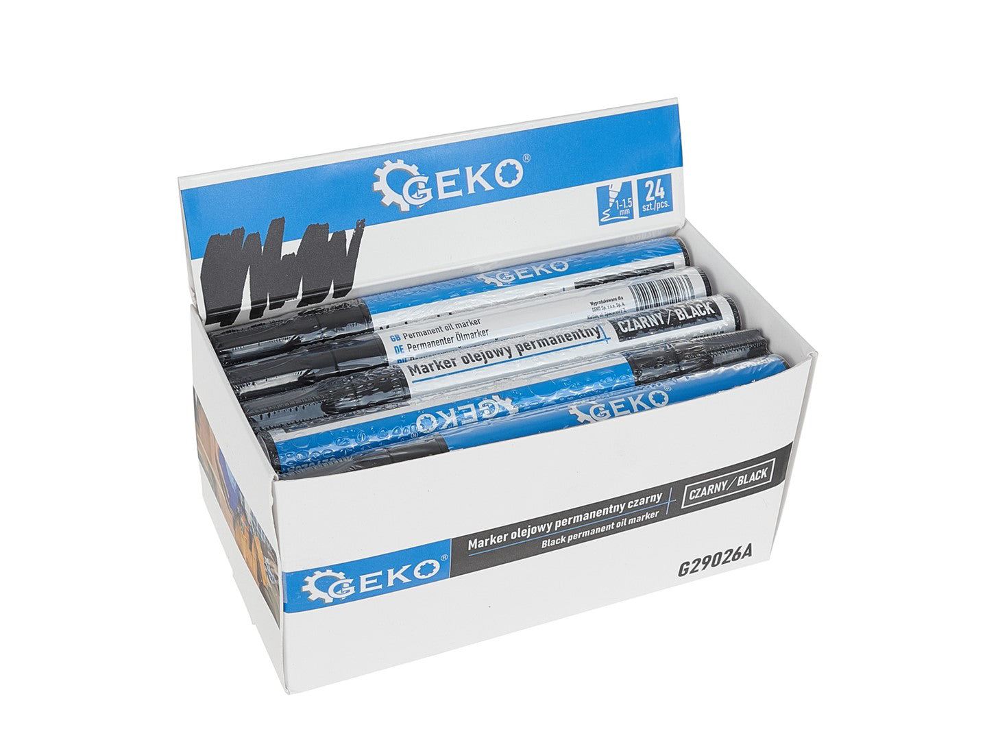 Set markere permanente cu ulei, negru, 24 elemente, Geko G29026A
