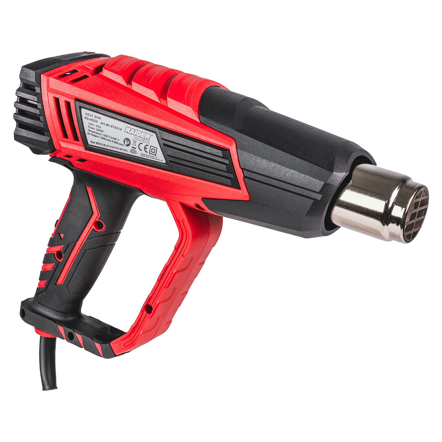 Set pistol cu aer cald si 5 duze RD-HG26, 2000 W, 2 trepte, Raider 074314