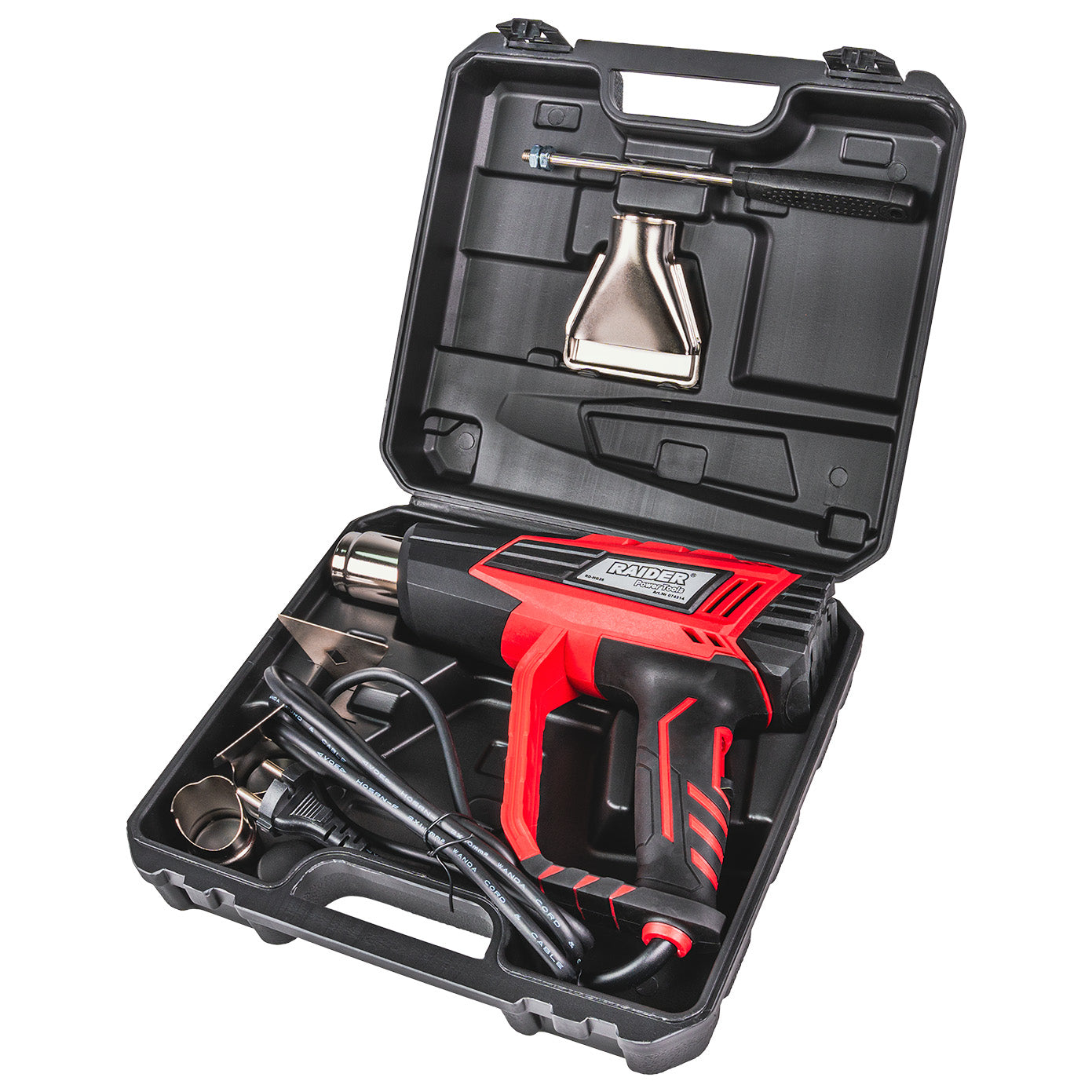 Set pistol cu aer cald si 5 duze RD-HG26, 2000 W, 2 trepte, Raider 074314