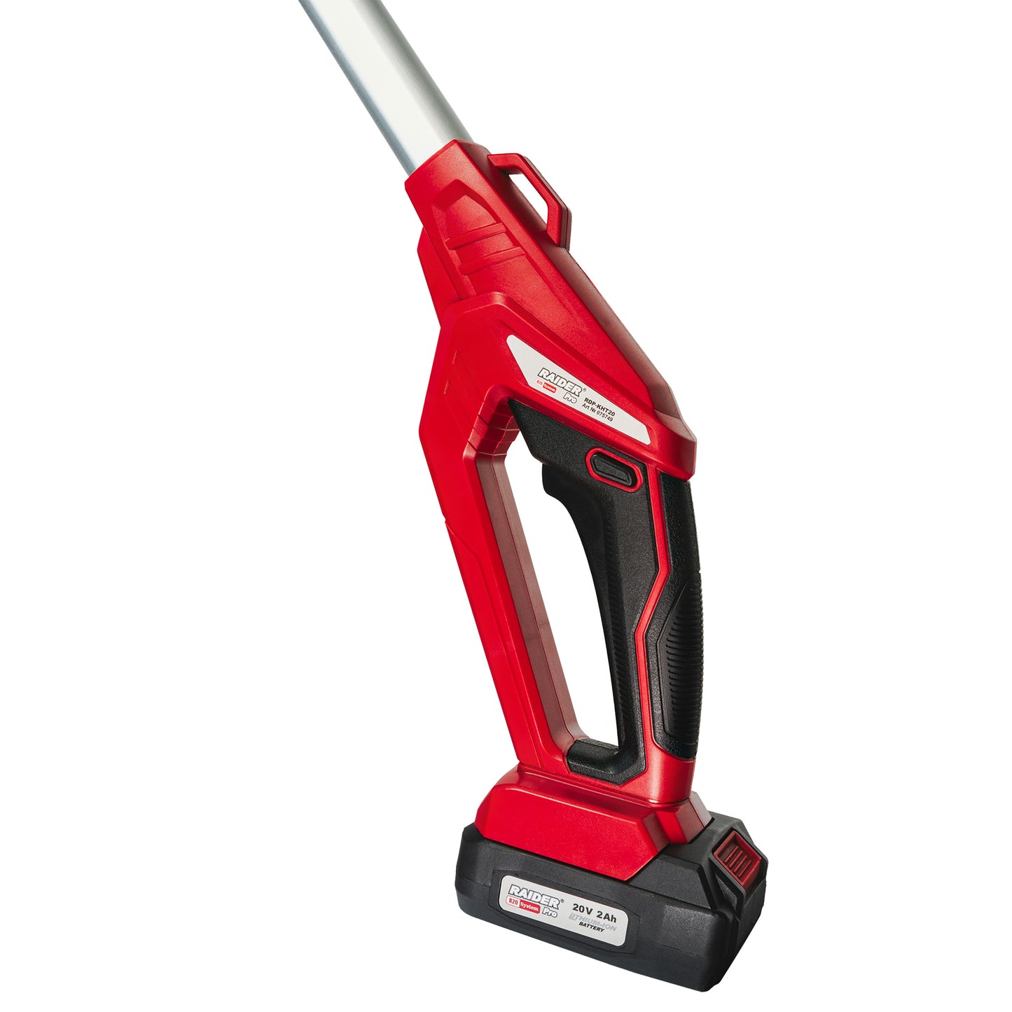 Trimmer pentru gard viu cu acumulator RDP-KHT20, 2.4 m, 430 mm, 18 mm, 2 Ah, Raider 075749