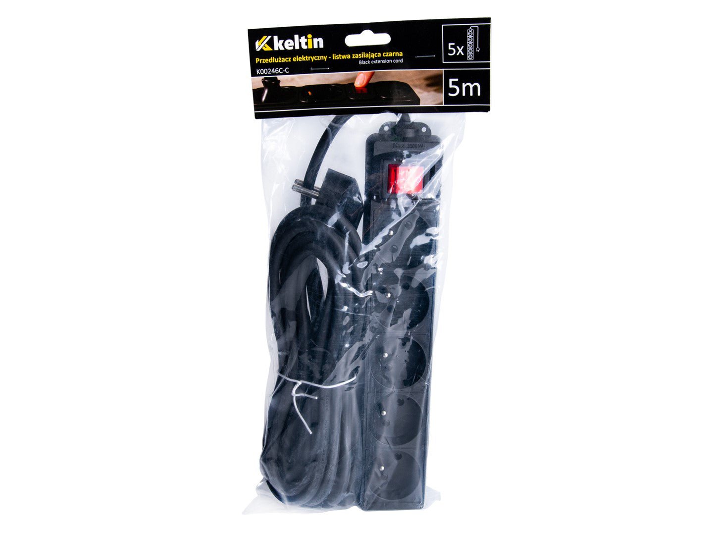 Prelungitor electric cu 5 prize, 5 m, Keltin K00246C-C