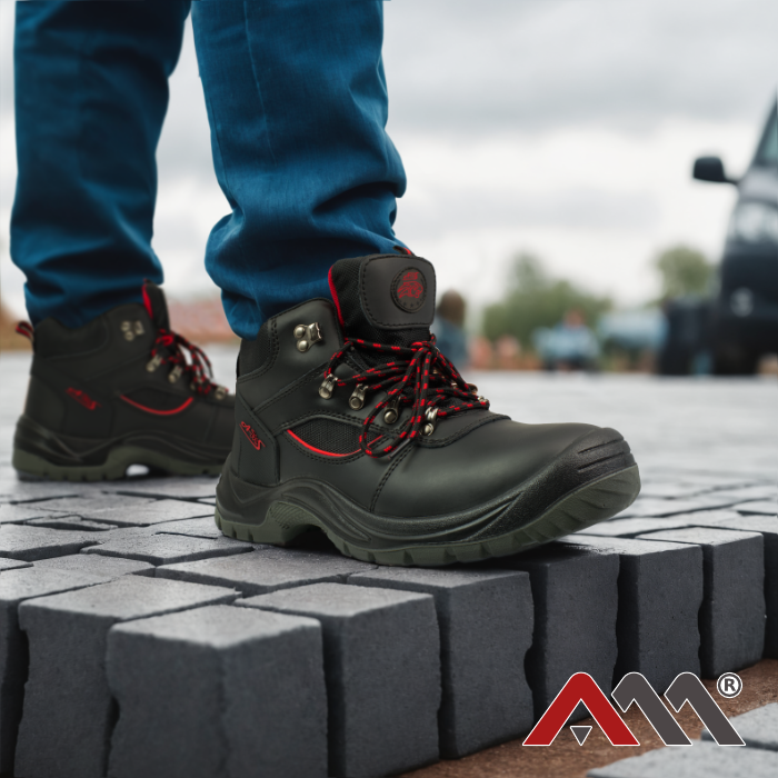 Bocanci de lucru BTCRH Black cu bombeu metalic, piele granulata Crazy Horse, marimea 43, Artmas ART603014