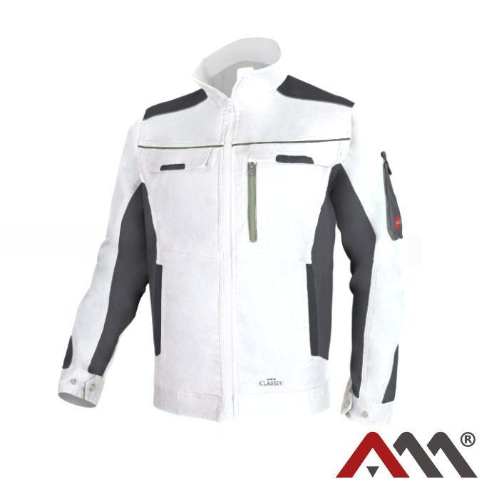 Jacheta Classic Stretch Slim, alb / gri, marimea 54, Artmas ART701062