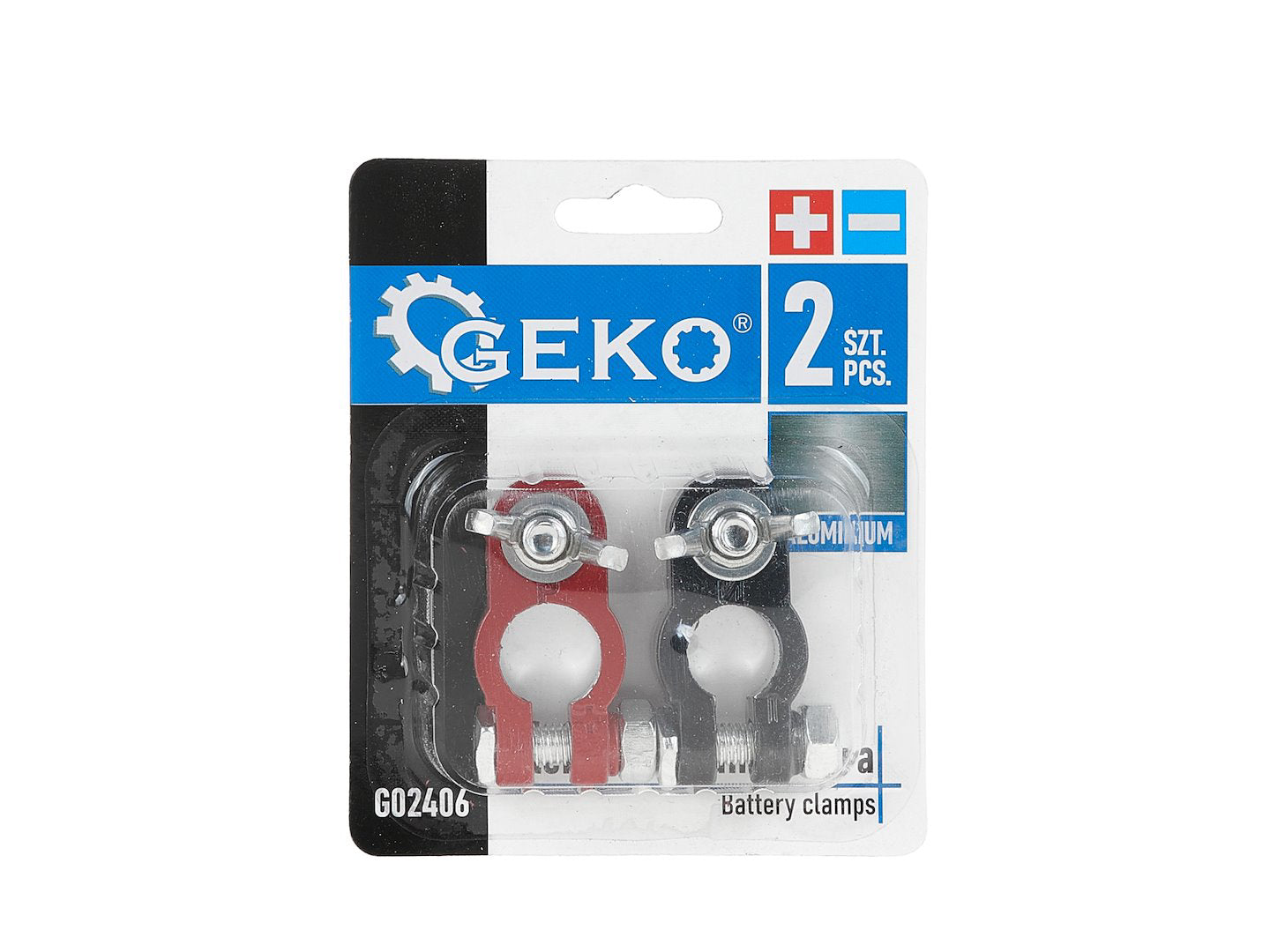 Borne baterie din aluminiu, 2 elemente, Geko G02406