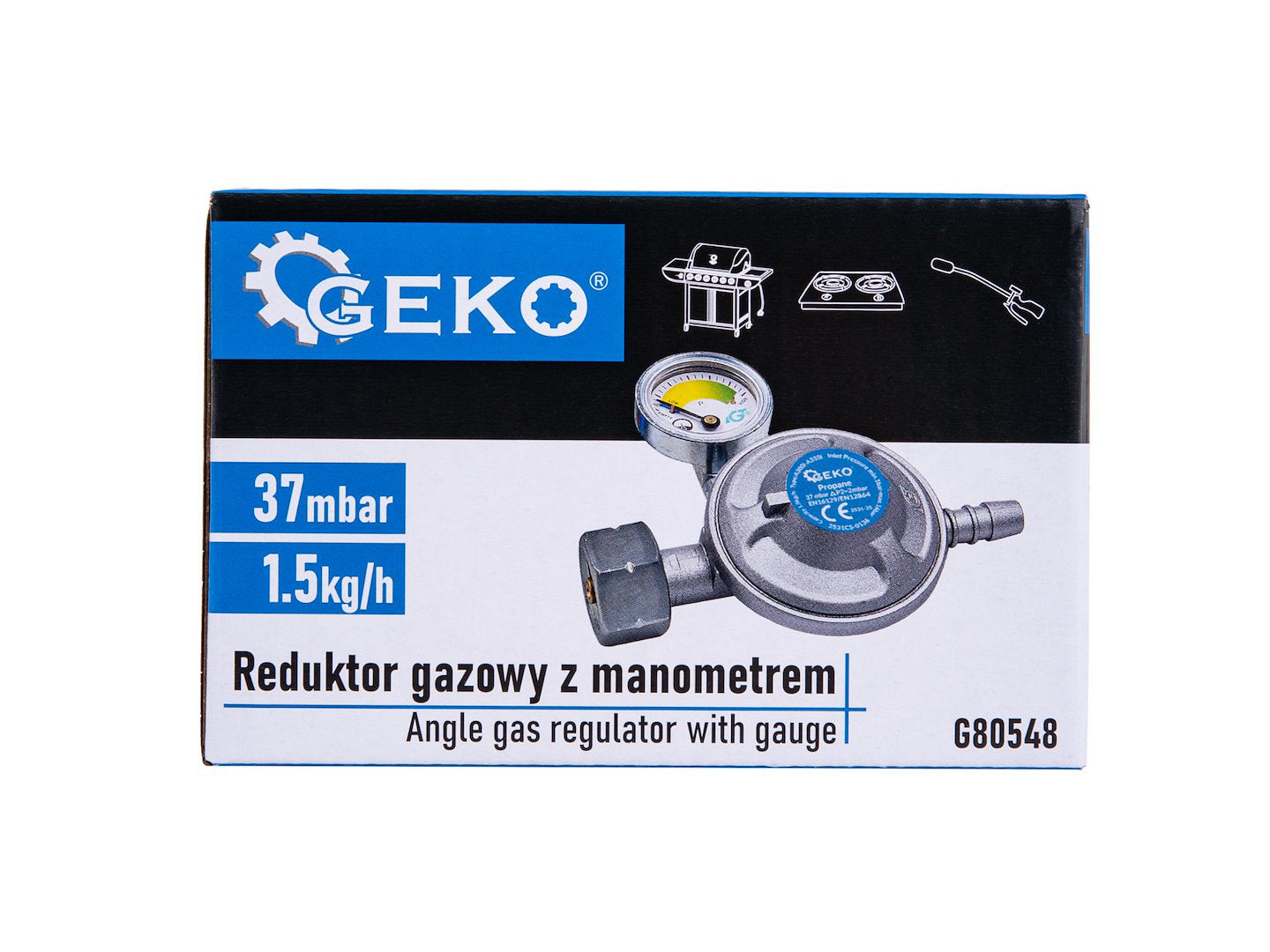 Reductor de gaz propan-butan cu manometru, 37 mbar, 1.5 kg / h, Geko G80548