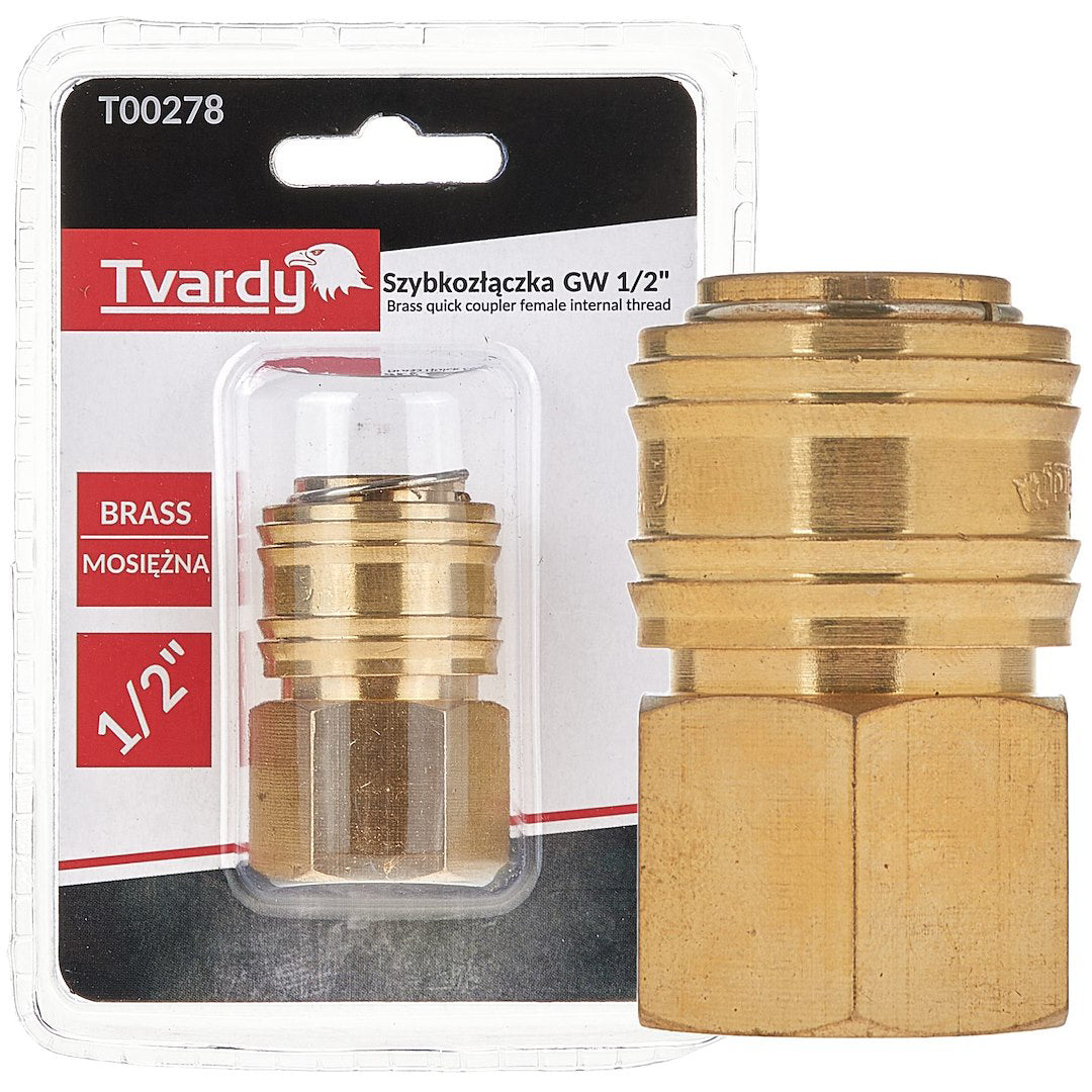 Conector rapid din alama tip mama, filet interior 1 / 2", Tvardy T00278
