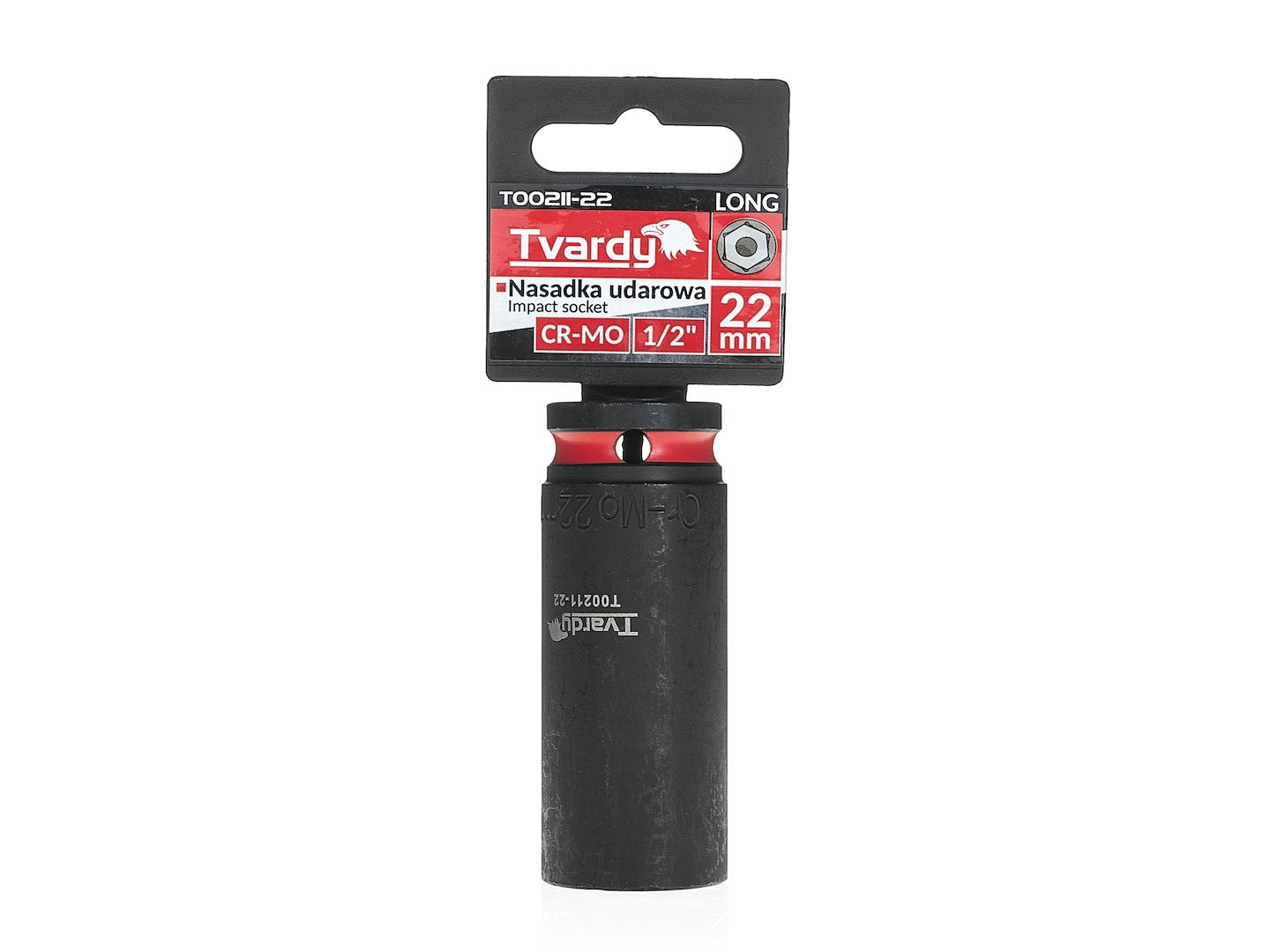 Cheie tubulara de impact lunga in 6 puncte 1 / 2", 22 mm, Cr-Mo, Tvardy T00211-22