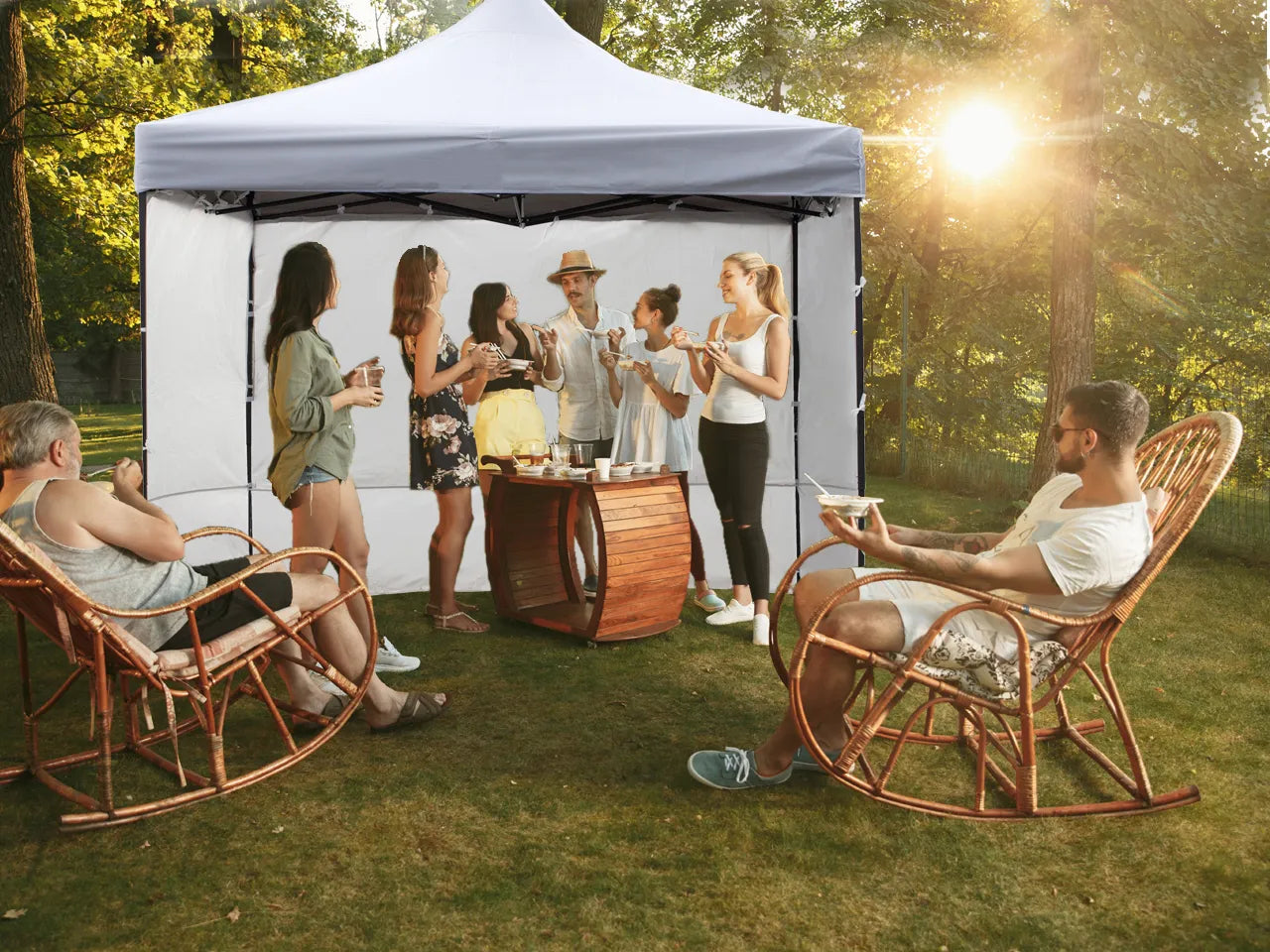 Cort de gradina pavilion, 3 x 3 x 3.1 m, alb, MalTec 112814